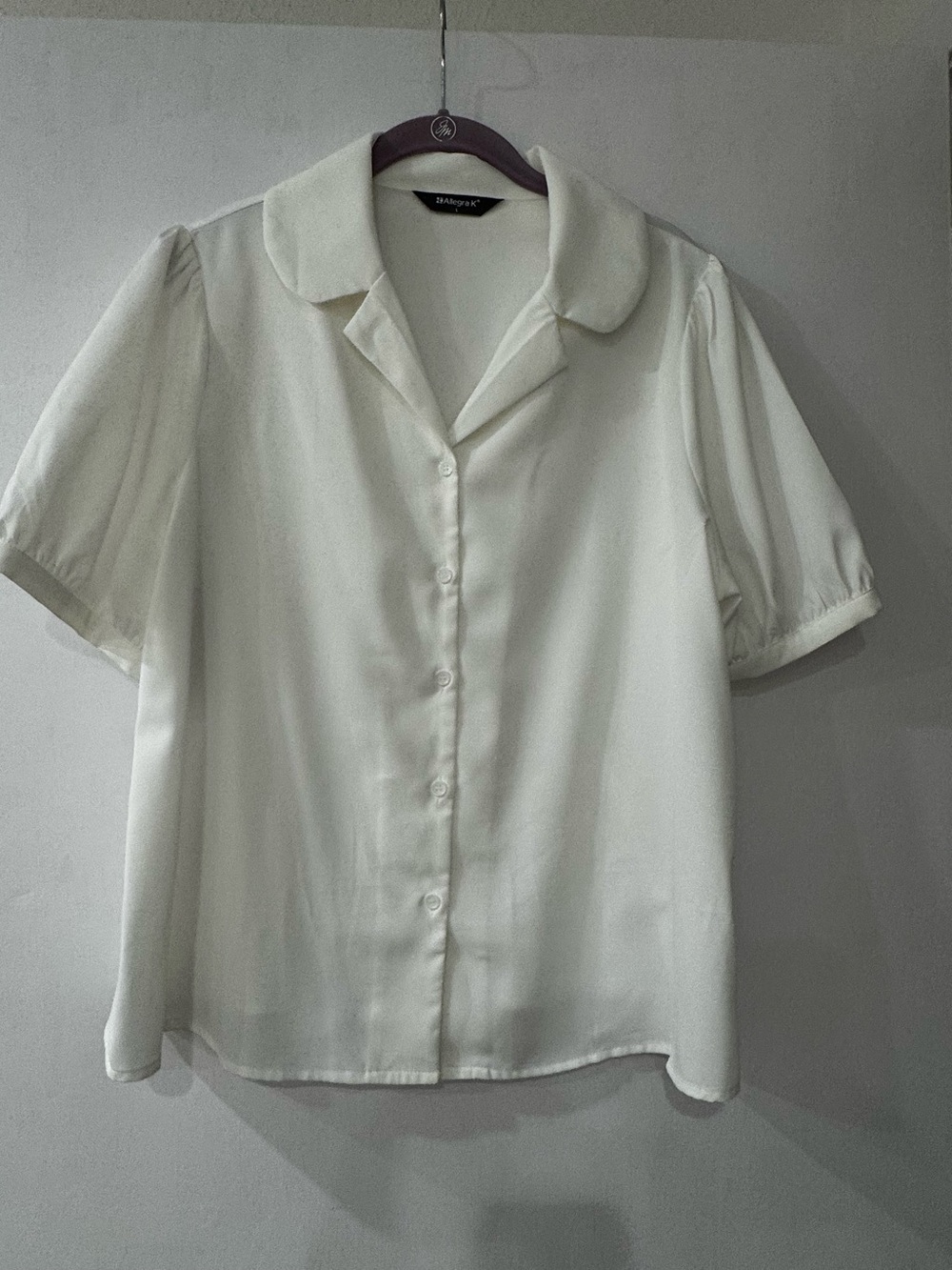 Classic Ivory Button-Up Blouse Size Large